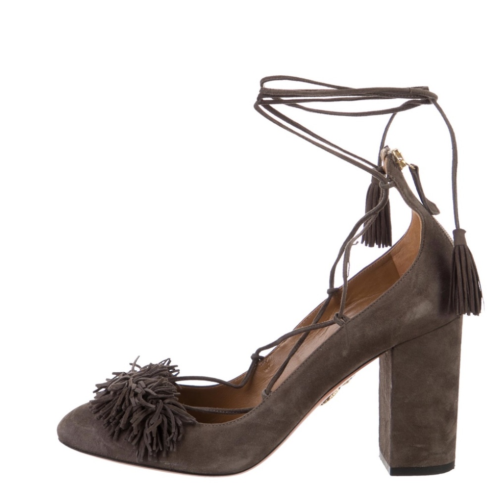 AQUAZURRA  BROWN FRINGE SANDALS NO SIGN OF WEAR ON